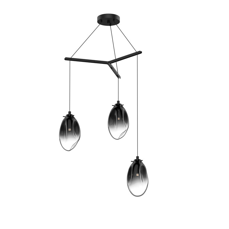 Liquid 3 - Light Satin Black Cluster Pendant, Smoke Fade