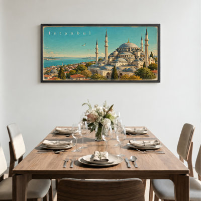 Istanbul Mosque With Minarets And Water Canvas Wall Art
