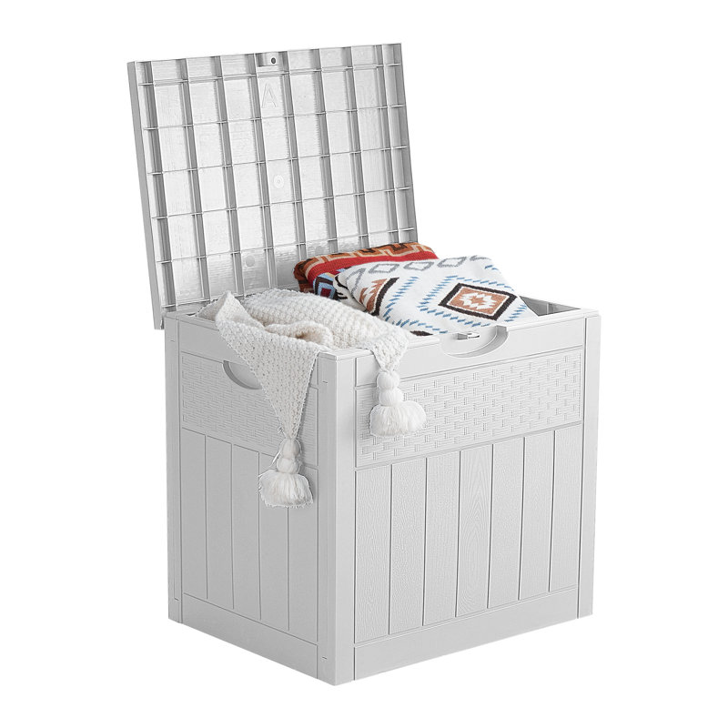 EHHLY 33 Gallon Deck Box, Small Outdoor Storage Box Waterproof, Lockable Secure Package Bin Delivery Box for Outside Front Porch, Delivery Driver Snack Box for Porch