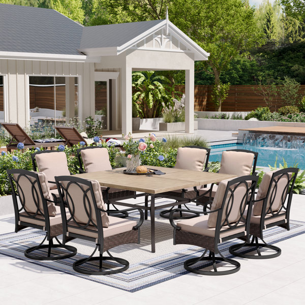 Lark Manor Argyri 8 - Person Square Outdoor Patio Dining Set with 8 ...