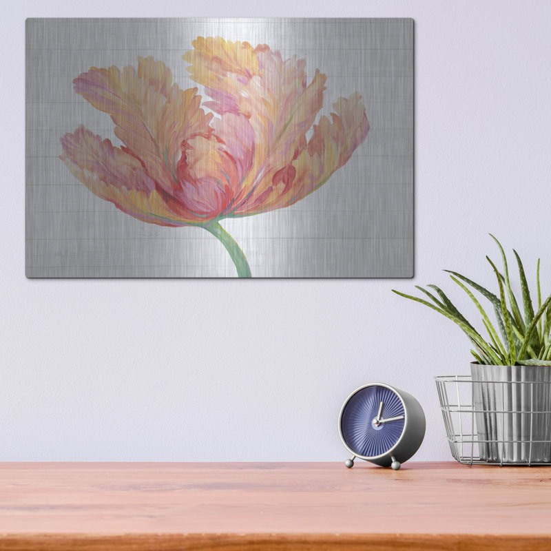 «Single Pink Bloom II» par Tim O'Toole, art mural en métal, H 12 po x l 16 po