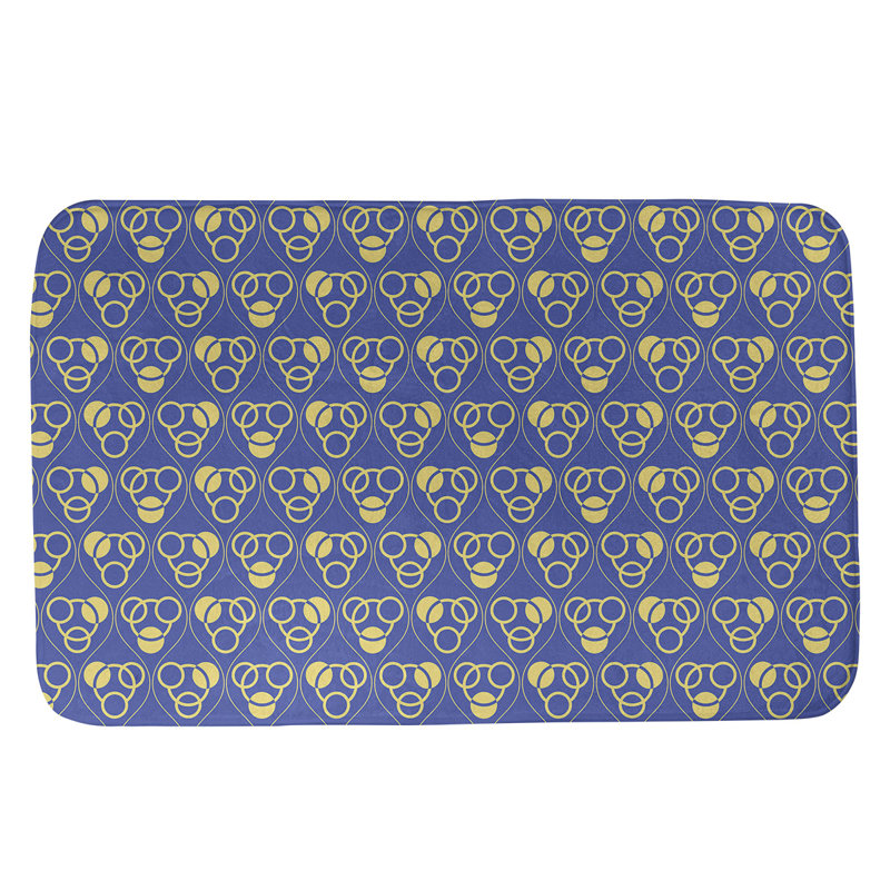 Tapis de bain géométrique rectangulaire antidérapant Circles Waves, l 17 po x L 24 po, Bleu/jaune