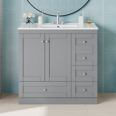 36" Single Bathroom Vanity With Resin Sink