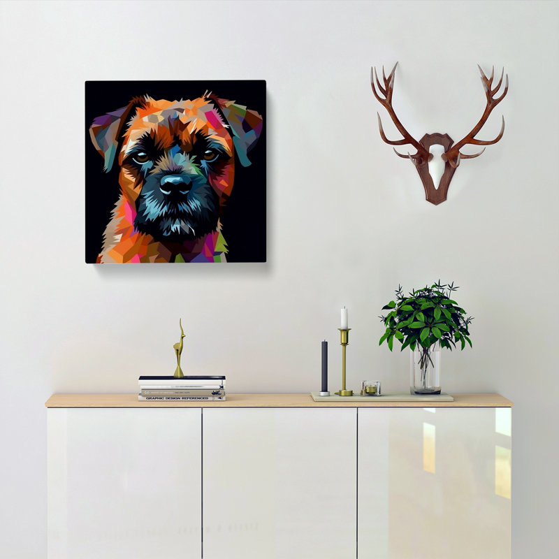 Border Terrier Graphic Art - Print, 50cm H x 50cm W x 3cm D