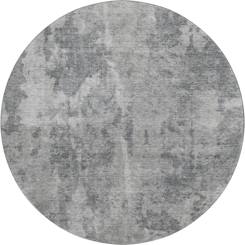 Premium Machine Washable Cerrito AMF573 Gray Rug, Round 8'
