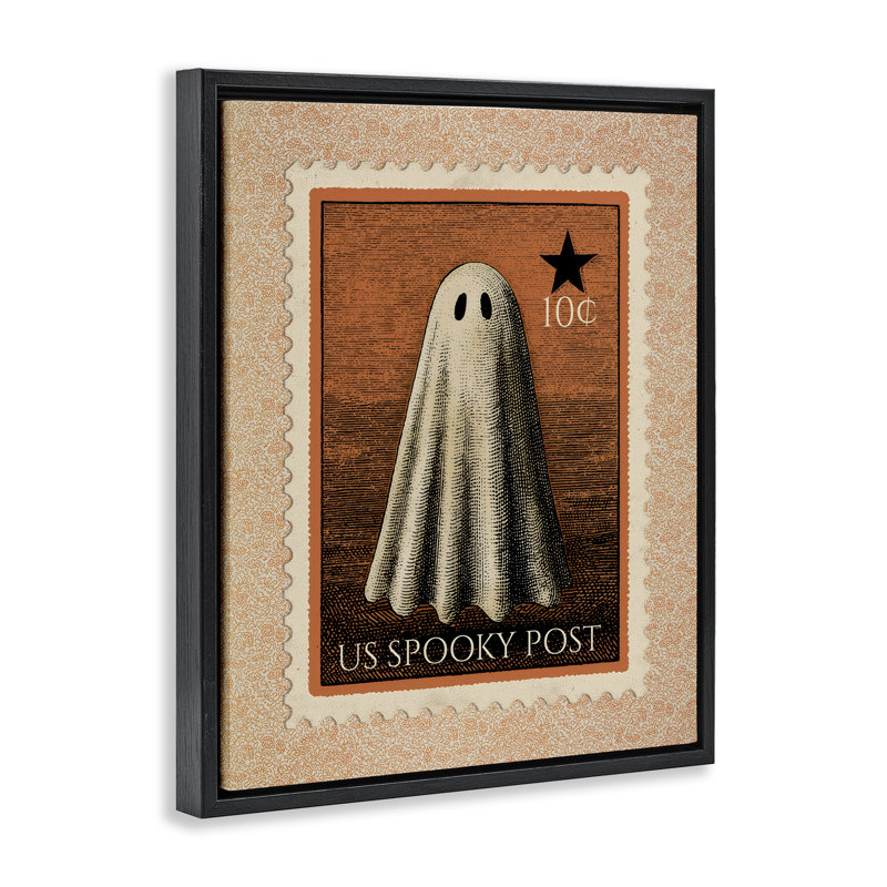 Cadre flottant rétro avec cachet fantôme, design par Arlington Prints, H 21 po x l 17 po, Cadre flottant noir de jais