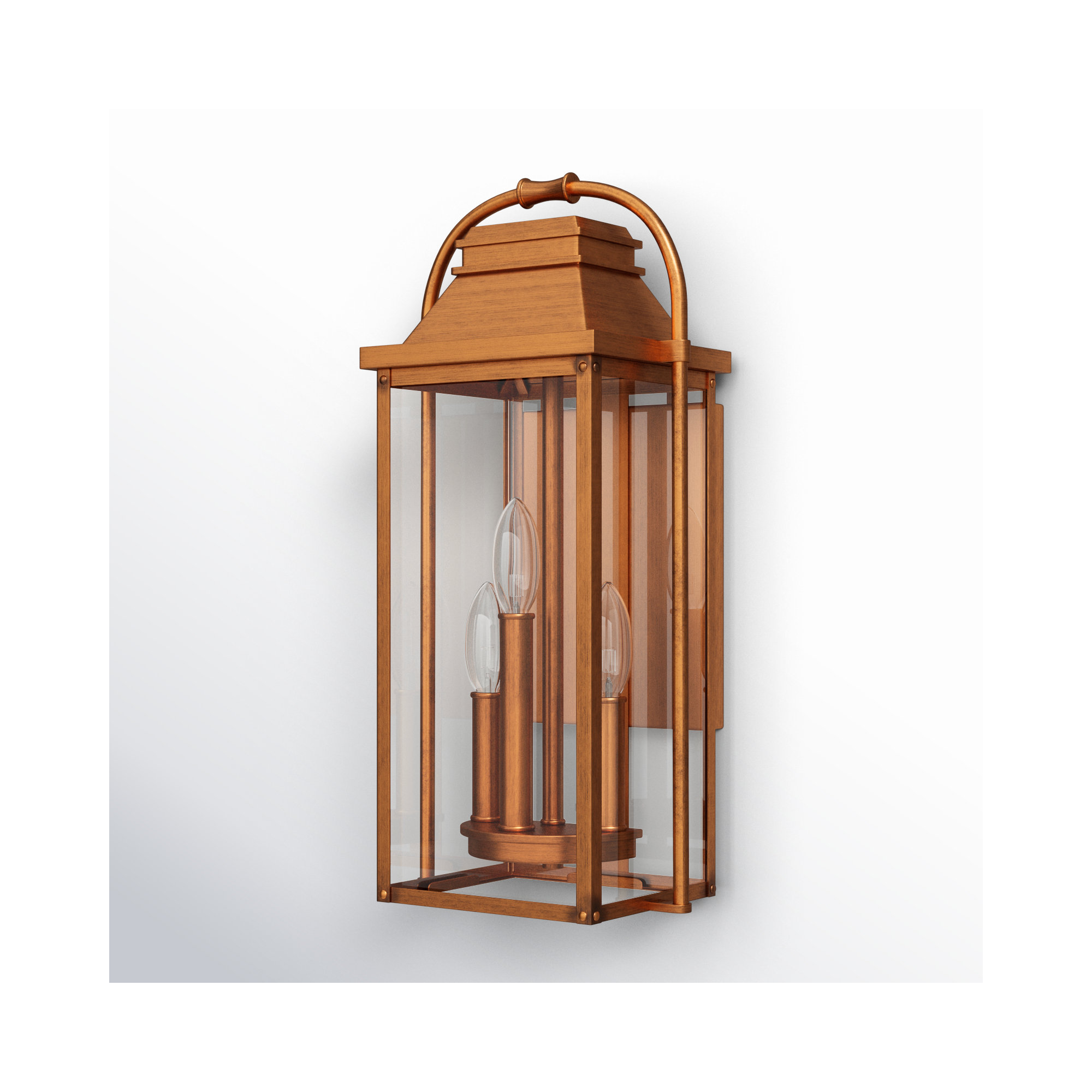 Newson 3 Light Outdoor Aluminum Wall Light, 22.5" H x 10.5" W x 9.13" D, Natural Copper
