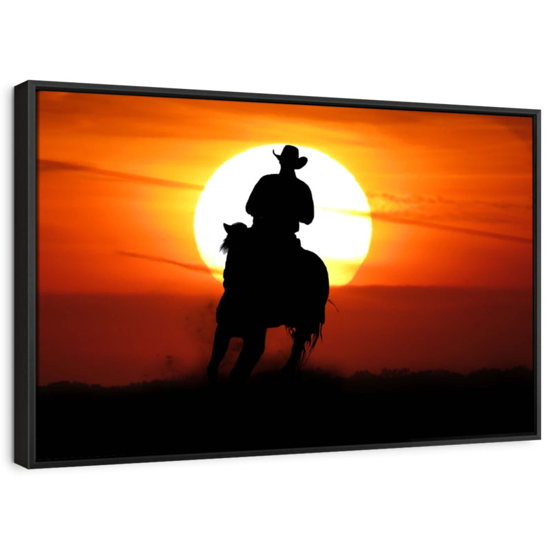 «Sunset Cowboy», reproduction sur toile, H 25 po x l 17 po