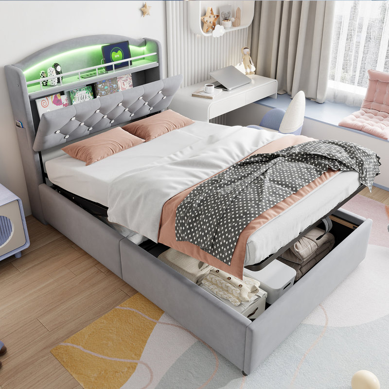 European Single (90 x 200 cm) Bed, Grey