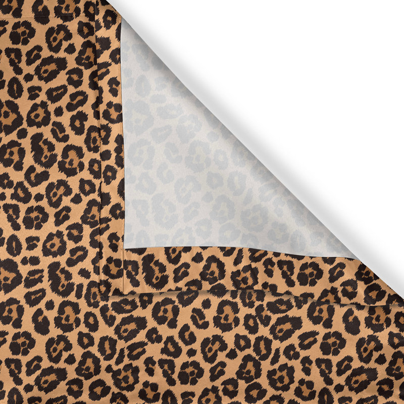 East Urban Home Leopard Print Grommet Curtain 2-Panel Window Drapes, 50", Orange and Black, 50" W x 108" L