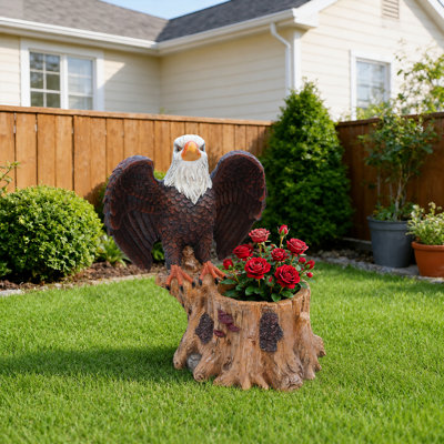 Jardinières durables, décor d'aigle rustique en résine de 25 pouces pour patio