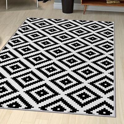Luxurious Woven Area Rug, 5.9 x 9.2 ft, 100% Polyester, Antibacterial | Non-Slip PVC Felt Dot Underside, 0.3 in Pile Height | Machine Washable, 3D Digital Print, Perfect for Living Room & Bedroom Décor