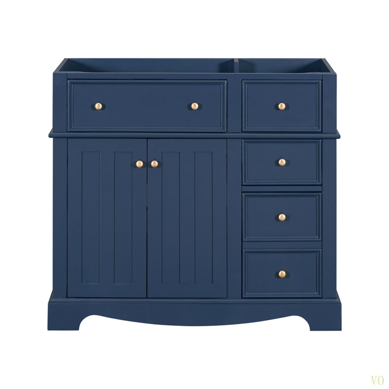 Meuble-lavabo de 36 po sans lavabo, meuble de rangement en bois massif, meuble-lavabo autoportant avec 3 tiroirs et tablette ajustable
