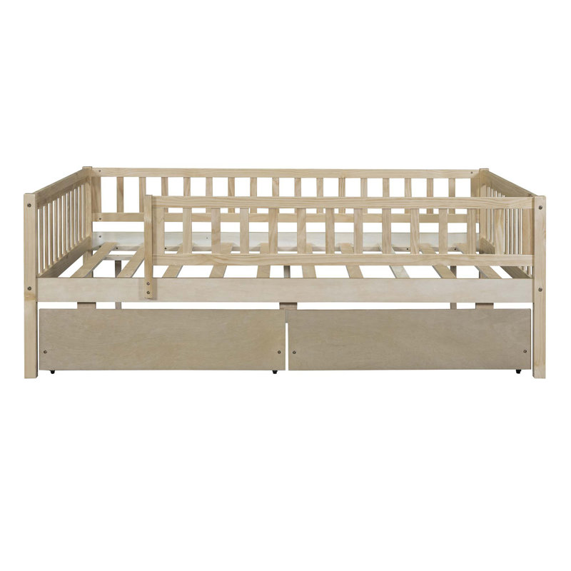 Kallel Daybed with Two Drawers and Guardrails, Full/Double, Brown