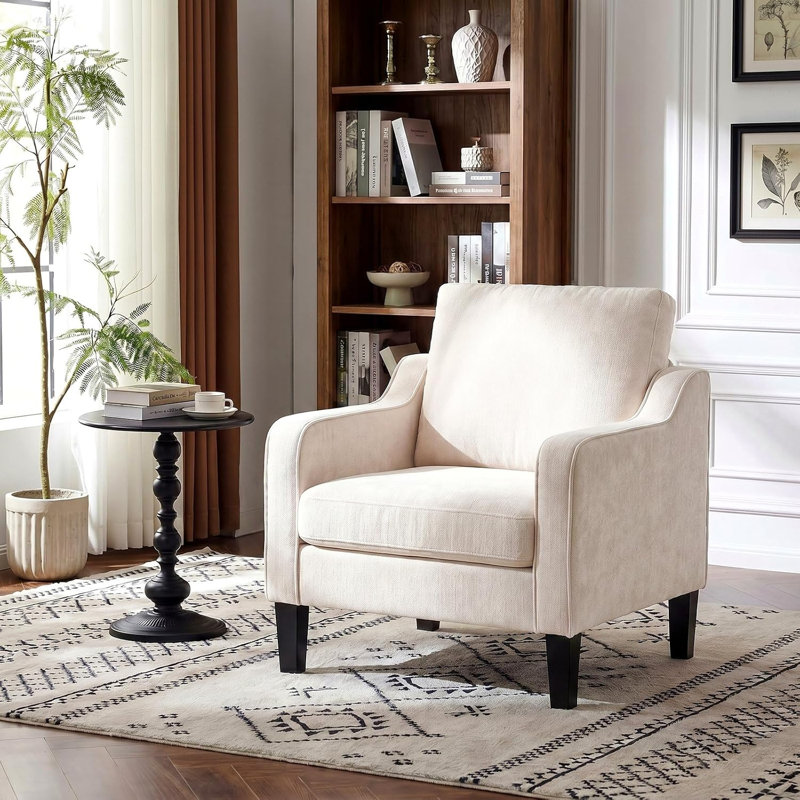 Xxy0272ca-kd Mid-century Modern Accent Armchair, Beige