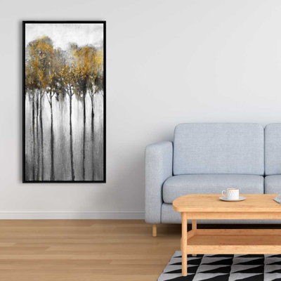 «Abstract Yellow Forest - Grey Trees», art sur toile encadré | Décoration intérieure