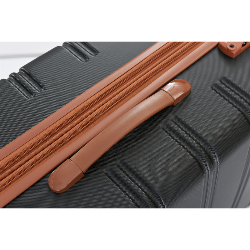 Ensemble de valises rigides 2 pièces + sac Valise pivotante avec verrou TSA, Black+Brown