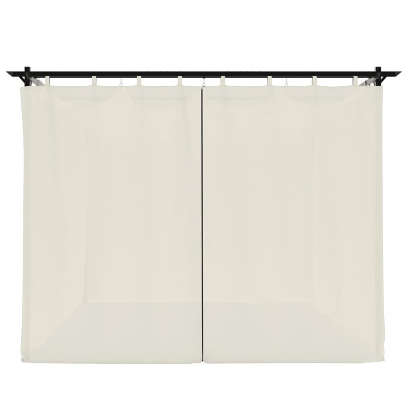 Gazebo With Curtains Steel, Cream, 220cm H x 296cm W x 296cm D