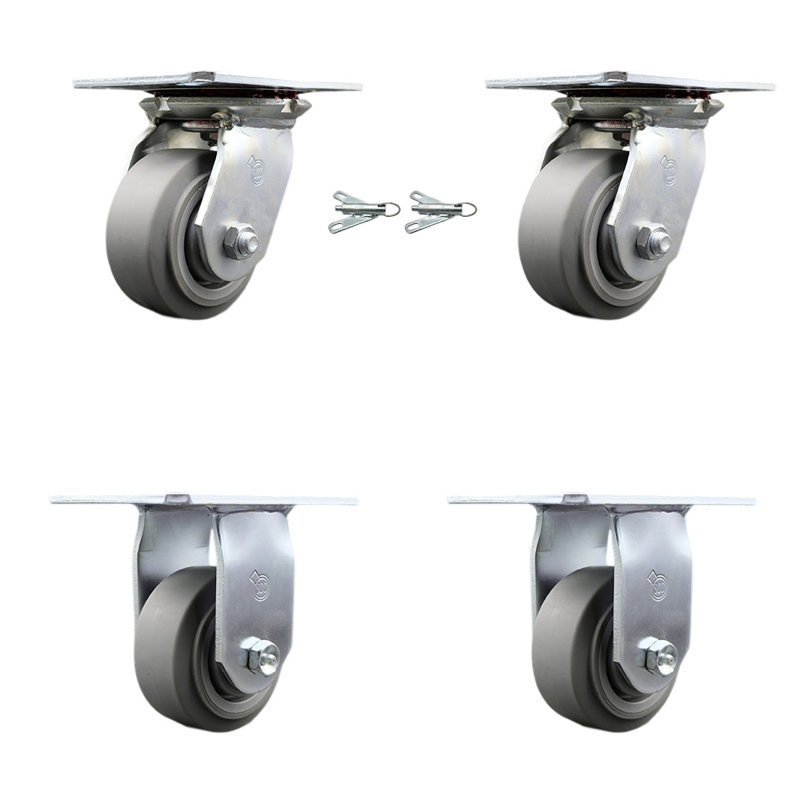 Ensemble de roulettes en plastique de 4 pouces avec roulement à rouleaux, 2 verrous pivotants et 2 rigides