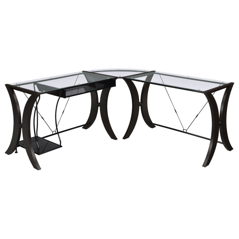 Glass Top L-Shape Computer Desk