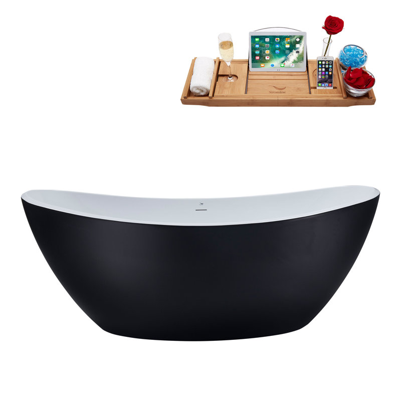 74.8'' x 35.4'' Soaking Acrylic Bathtub, Polished Brass