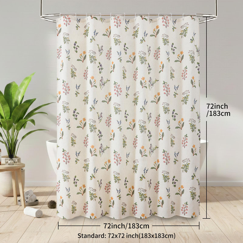 Rideau de douche Farmhouse Floral Linen, Motif floral jaune