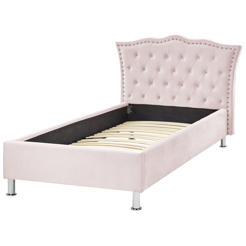 Leitersburg Upholstered Velvet Bed, Pink