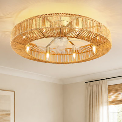 31.5'' Large Boho Caged Ceiling Fan With Light Kit & Remote Control