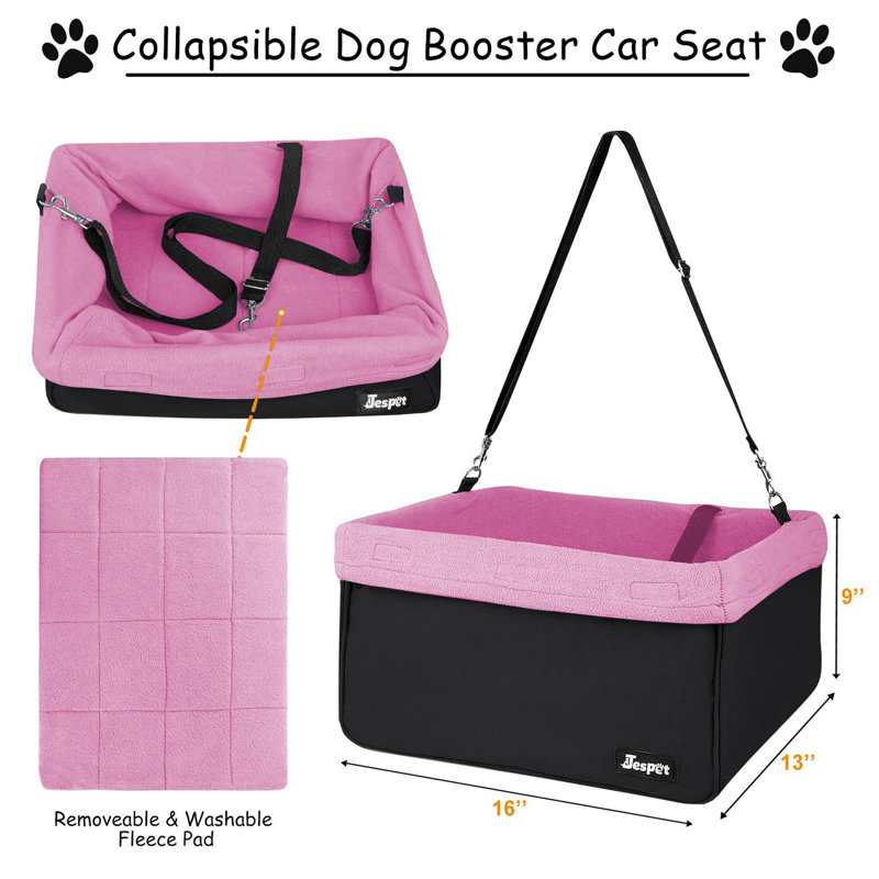Pink and Black Dog Booster Car Seat for Small Pets