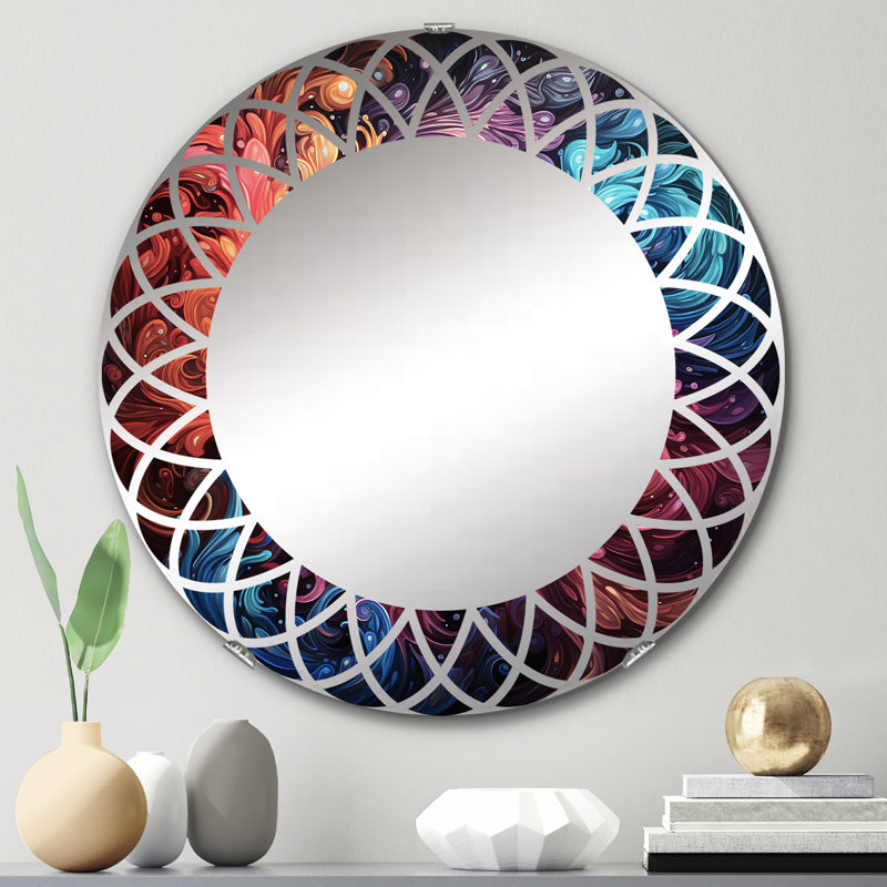 Luciole - Miroir mural rond moderne, 24 po x 24 po