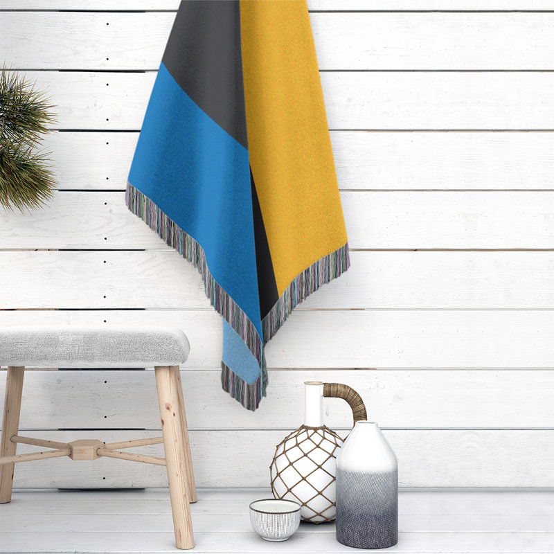 Couverture en coton basket Golden State, l 52 po x L 37 po, Bleu royal Golden State / ardoise / jaune doré