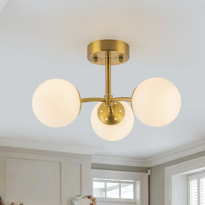 Plafonnier semi-encastré moderne en verre 3 lumières Murtie