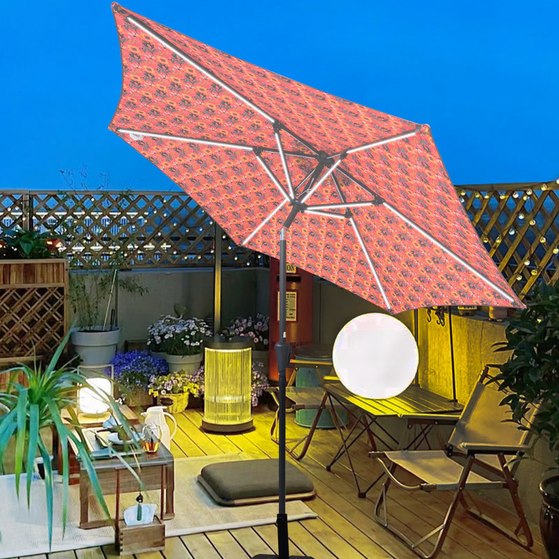 Parasol 9 pi avec lumière, Orange