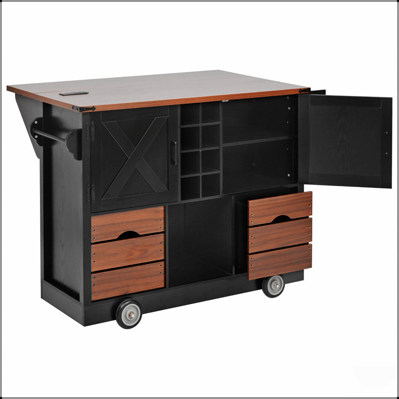 Îlot de cuisine de ferme polyvalent avec abattant, prises de courant et beaucoup de rangement pour les cuisines et les salles à manger modernes