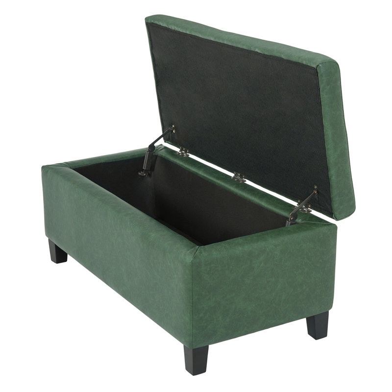 Poufs de rangement, banc en bois PU vert, sièges d'intérieur compacts et modernes