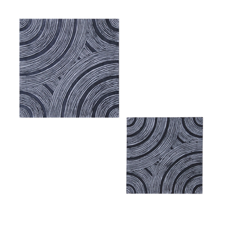 Décoration carrée grès carré avec grand motif circulaire doublé, gris, H 17 po x l 17 po x P 1 po