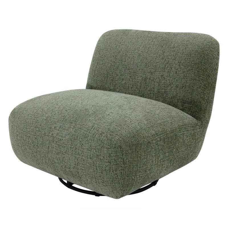 Upholstered Chenille Swivel Slipper Chair, Green
