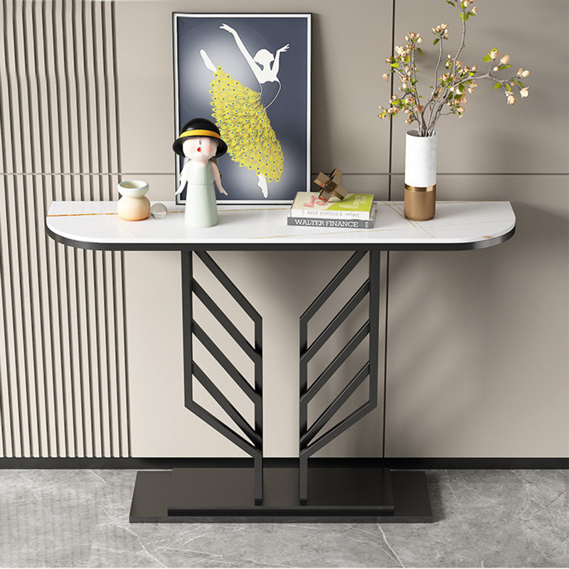 Console Table, Gold/White, Black, 31.5" H x 59" W x 11.8" D