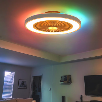 Keiyona 22'' Enclosed Kids Ceiling Fan with Light and Remote, RGB Multicolor Nightlight/Backlight