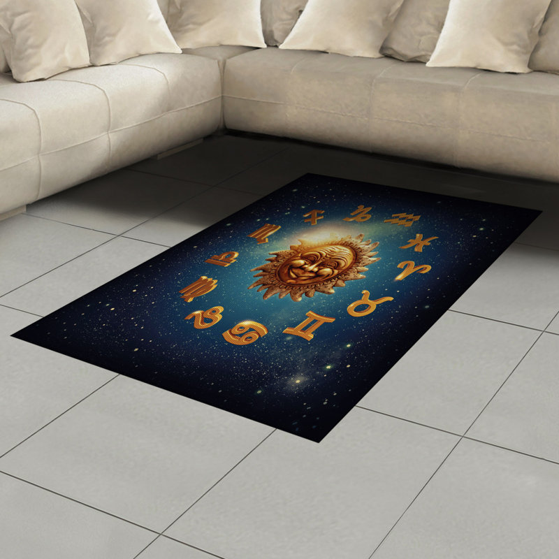 Tapis décoratif à longues fibres en polyester à haute densité Astrology, Rectangle— 4 pi x 5 pi 8 po