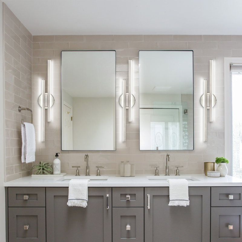 Doreena 3 Color Temperature Adjustable Dimmable LED Vanity Light, Brushed Nickel, 3000K