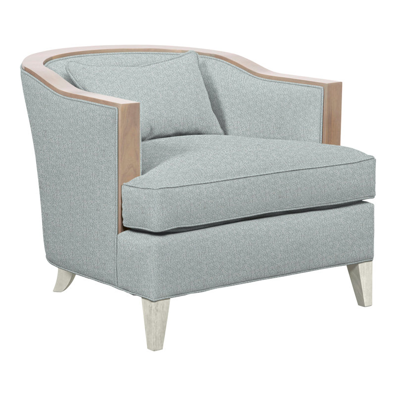 Thom Filicia Home Upholstered Barrel Chair, Wrenn, Ian Haze Polyester