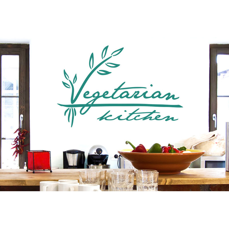 Vegetarian Kitchen Wall Sticker, Aqua Green, Medium