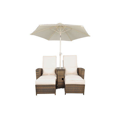 Harker Rattan Double Sun Lounger with Cushion