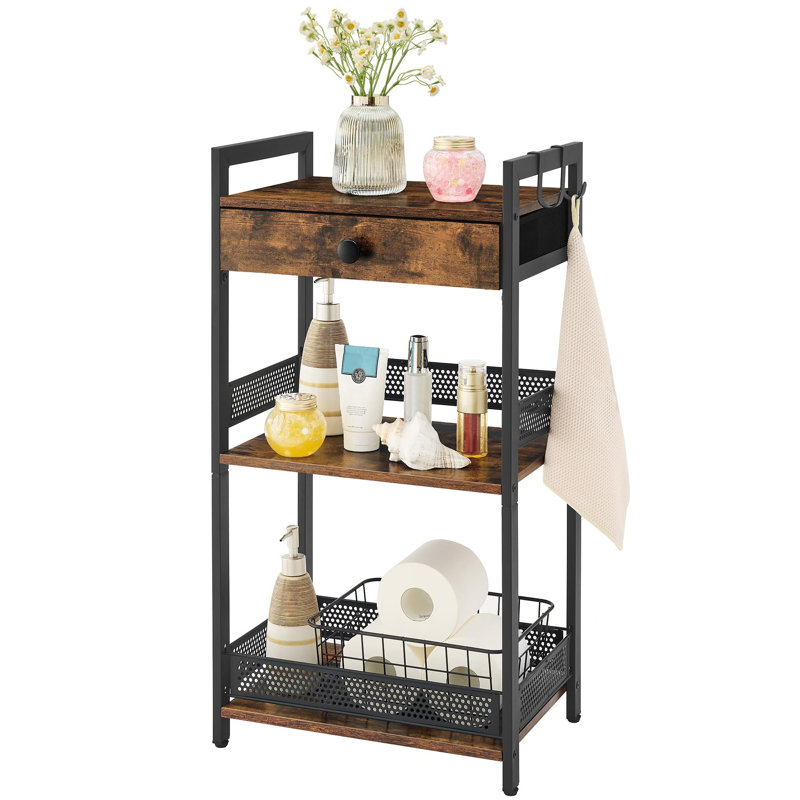 29cm W Steel Shelving Unit, Brown/Black