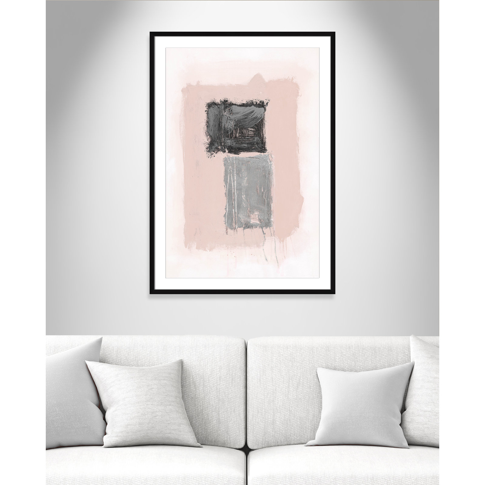 Pink, Black And Silver Shimmer II by Casa Fine Arts, Black Matted Picture Framed, 41.5" H x 29.5" W x 1.25" D