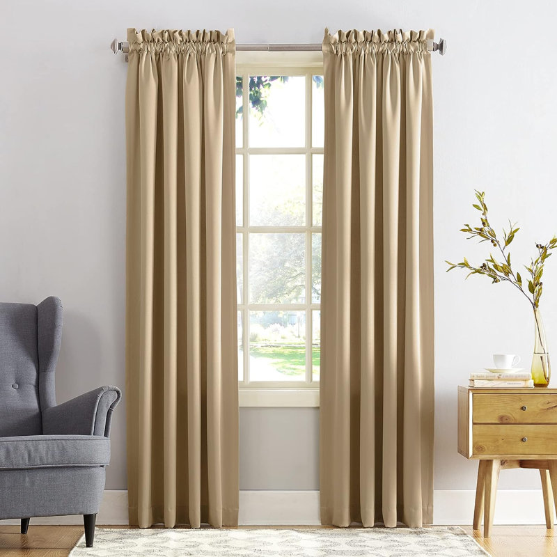 Sage Green Polyester Room Darkening Rod Pocket Curtains