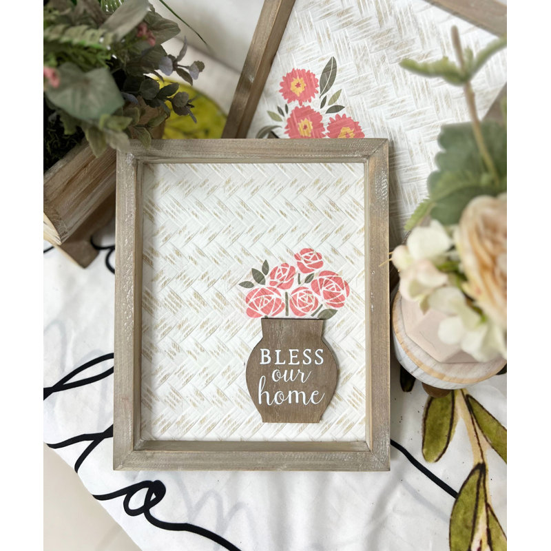 Décoration murale en bois Bless Our Home