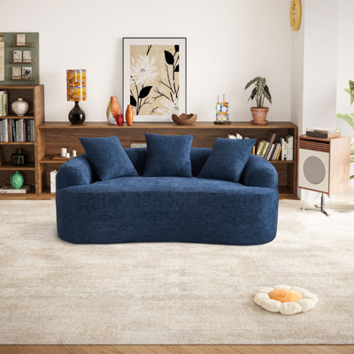 Boneless 65" Chenille Curved Sofa