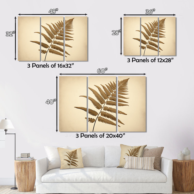 Beige Ferns Plant Timeless Elegance I Plants & Flowers Wall Decor on Metal